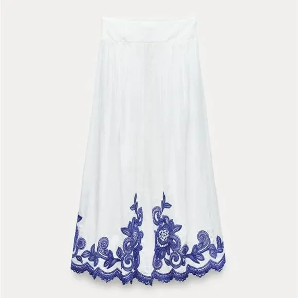 Zara Co-Ord Set Embroidered Blouse And Skirt - Picture 5 of 15